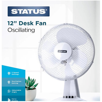 Status 12‑Inch Oscillating Desk Fan