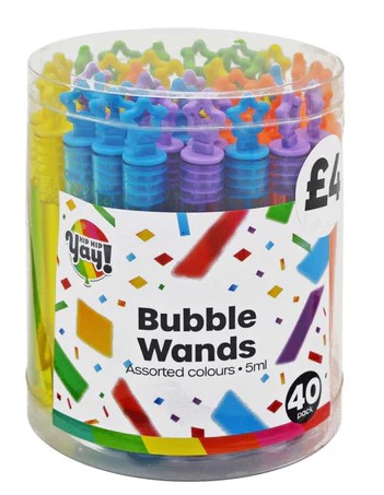Mini Bubble Wands (5ml) 40 Pack Assorted Colours PM £4