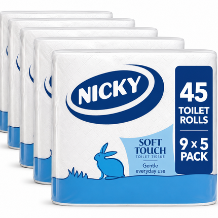 Nicky 9 Pack Toilet Rolls x 5 (45)