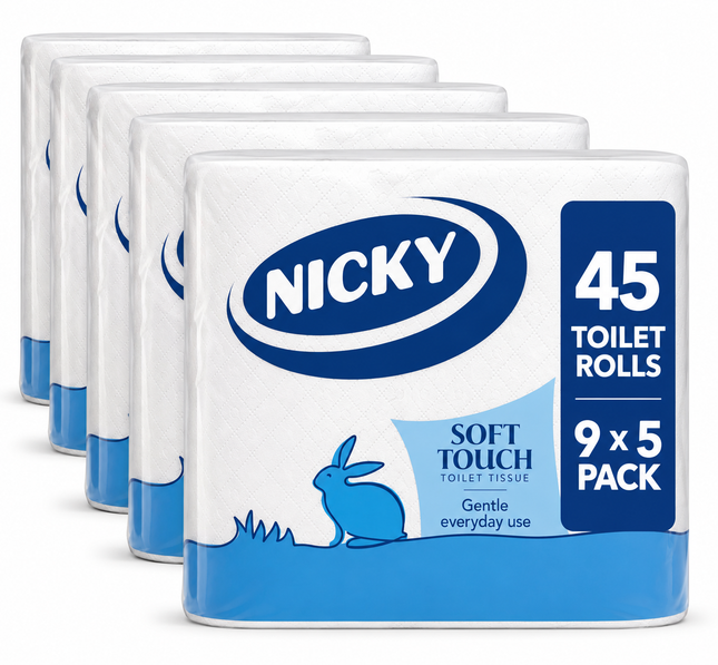 Nicky 9 Pack Toilet Rolls x 5 (45)