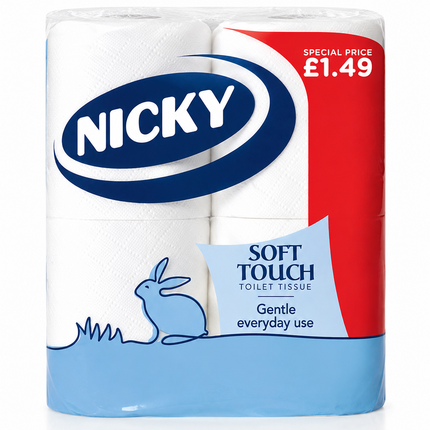 Nicky 4 Pack Toilet Rolls PM £1.49