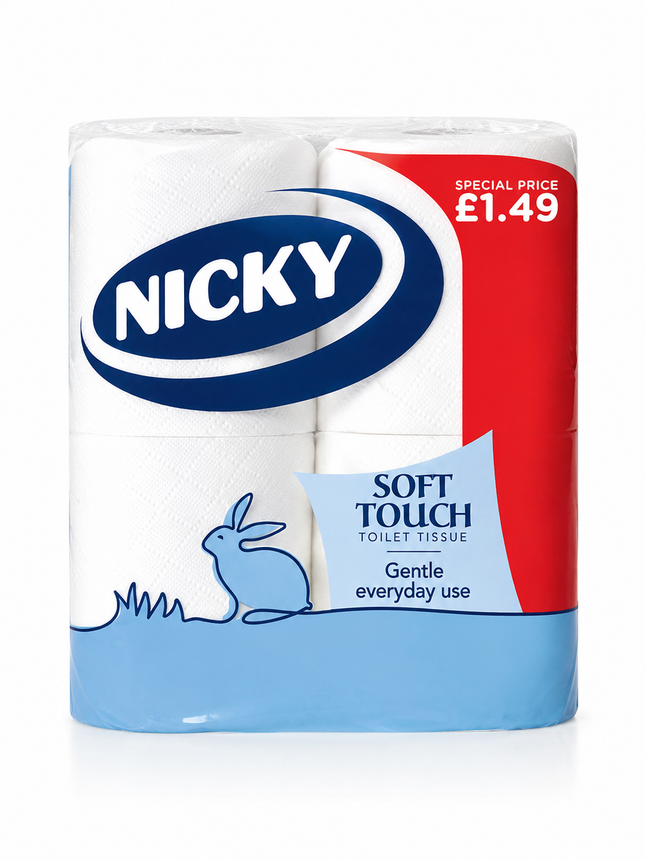 Nicky 4 Pack Toilet Rolls PM £1.49