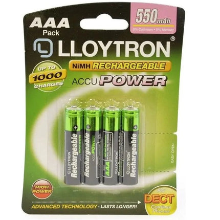 Lloytron Rechargeable Batteries AAA 550 mAh