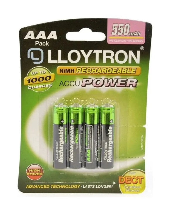 Lloytron Rechargeable Batteries AAA 550 mAh