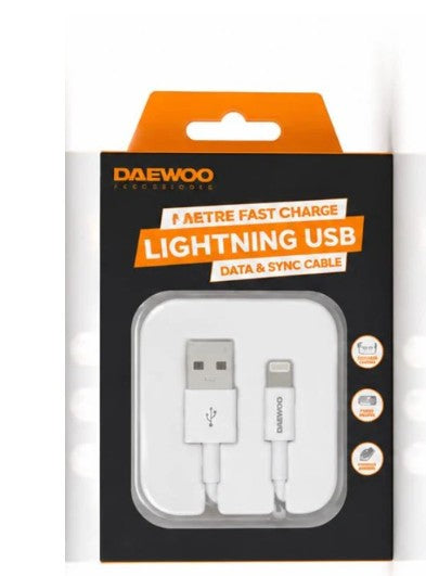 1 Metre USB-A To 8 Pin Lightning Fast Charge Cable (iPhone)