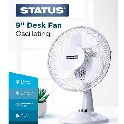 Status 9‑Inch Oscillating Desk Fan