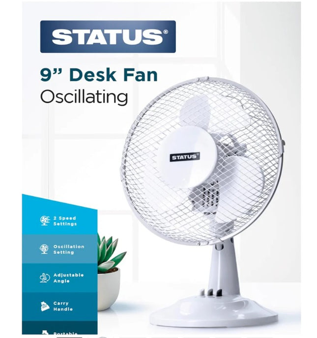 Status 9‑Inch Oscillating Desk Fan
